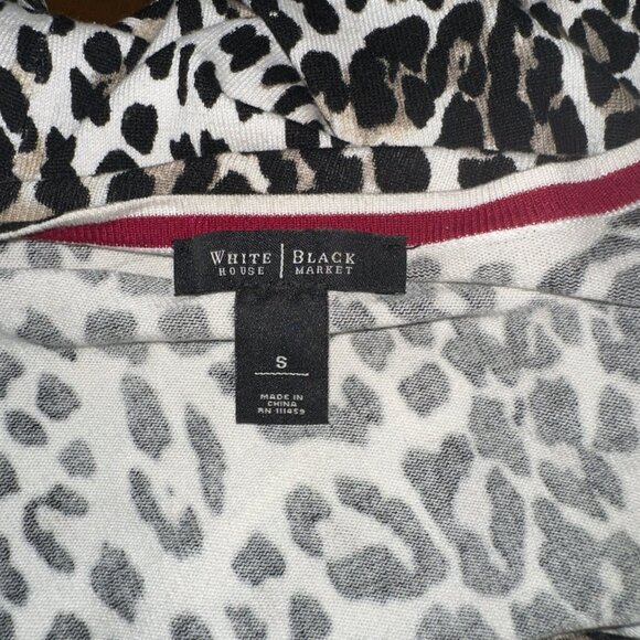 White House Black Market Leopard Print Cardigan S Button-Down V-Neck 3/4 Sleeve - Picture 5 of 5